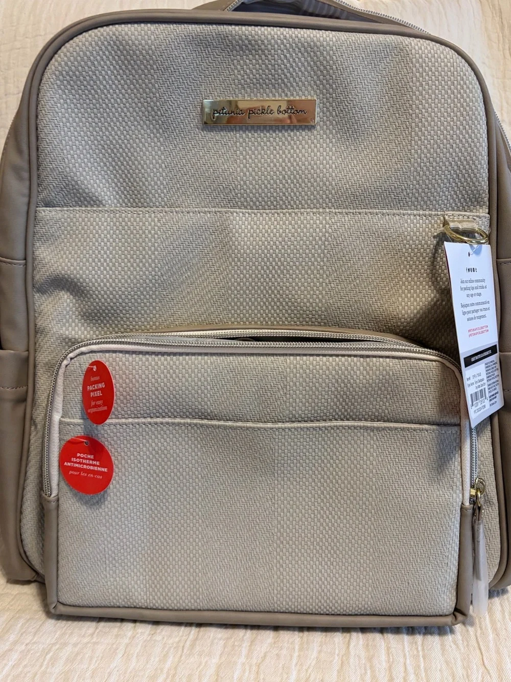 petunia pickle bottom Beige Textured Backpack
